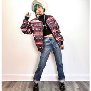 TexTan vintage fair isle wool southwestern bomber jacket